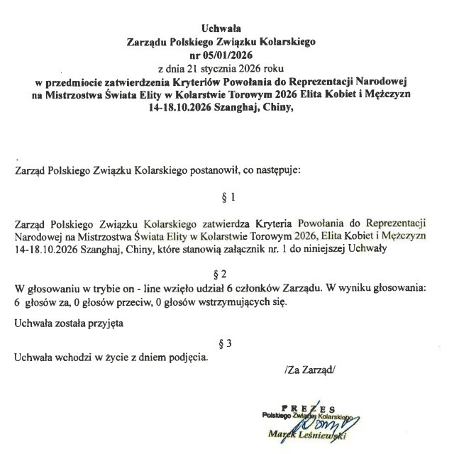 Kwalifikacje do Mistrzostw L?wiata 2026 w kolarstwie torowym